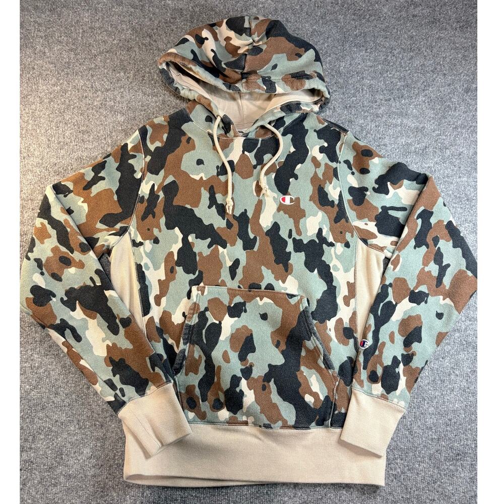 Champion Reverse Weave Camo Hoodie Sweatshirt Mens Medium Pullover Kangaroo